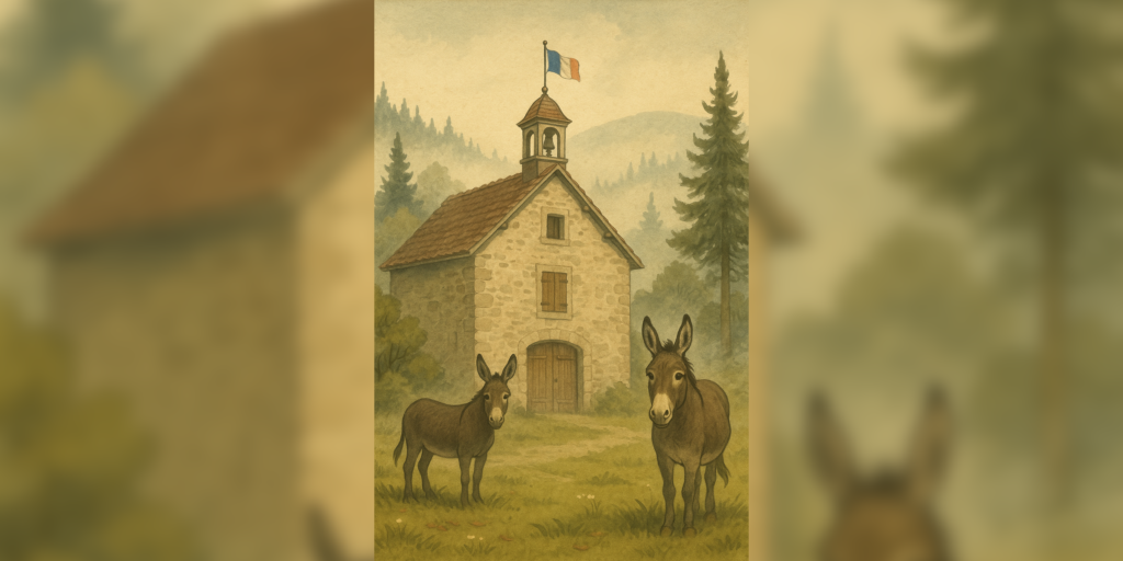 un clocheton républicain, avec 2 ânes