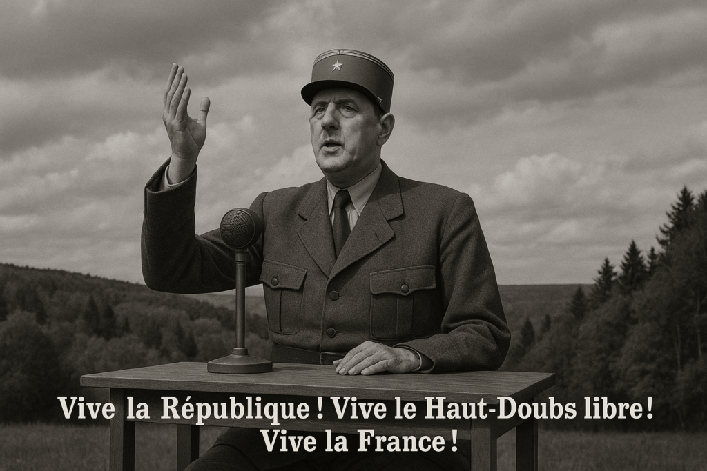 Francs-Comtois, patriotes des hauts plateaux, résistants de la première heure, amis des cloches et ennemis des bottes : la France a perdu une bataille, mais la France n'a pas perdu la guerre. Appel du 18 juin