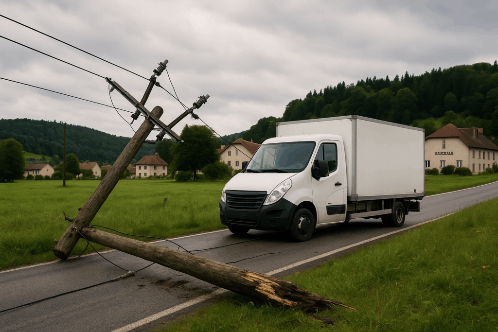 Illustration de l’article « ⚡️Le Haut‑Doubs découvre avec stupeur… que le Saugeais a l’électricité » publiée sur L’Ouest Républicain.
