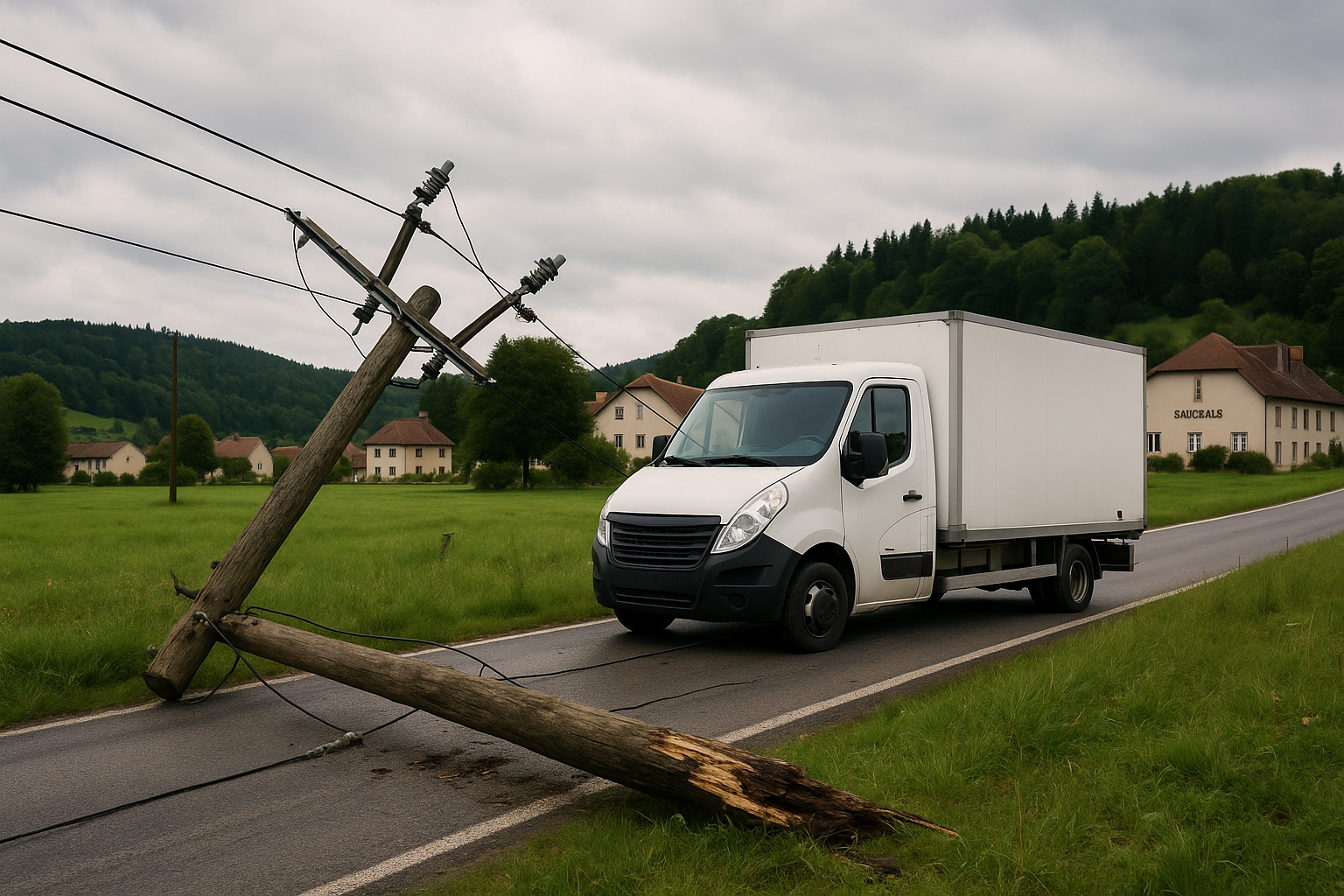 Illustration de l’article « ⚡️Le Haut‑Doubs découvre avec stupeur… que le Saugeais a l’électricité » publiée sur L’Ouest Républicain.