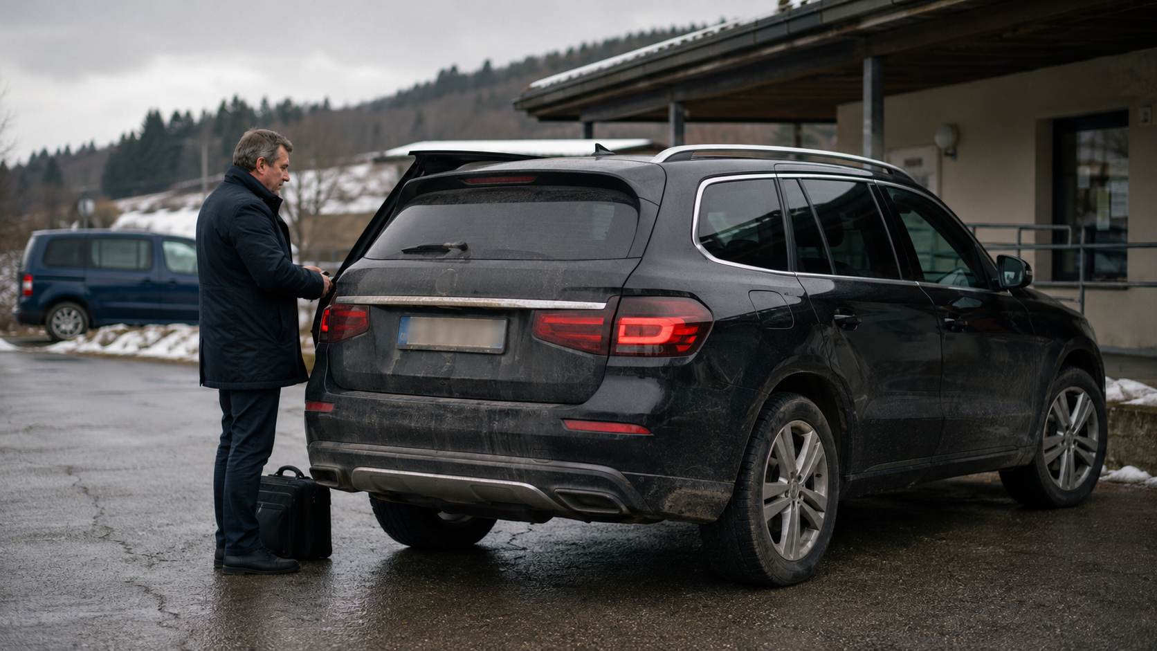 SUV : véhicule volumineux, souvent allemand, utilisé comme prolongement naturel du statut frontalier ou néo-frontalier.