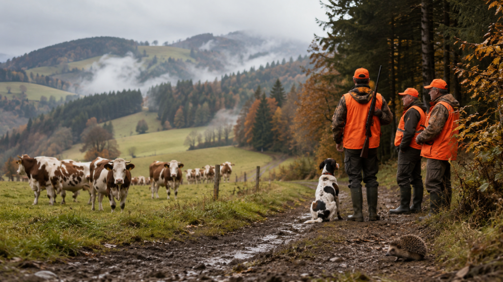 Illustration de l’article « 🦺 Chasse : dans le Haut-Doubs, les panneaux “soyez vigilants” laissent les promeneurs relativement perplexes » publiée sur L’Ouest Républicain.