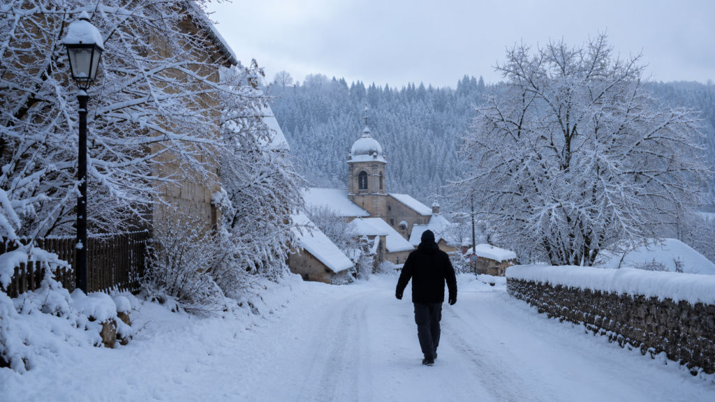 Hiver : saison fondatrice du Haut-Doubs, période de vérité routière, sociale et vestimentaire pour tous les habitants.