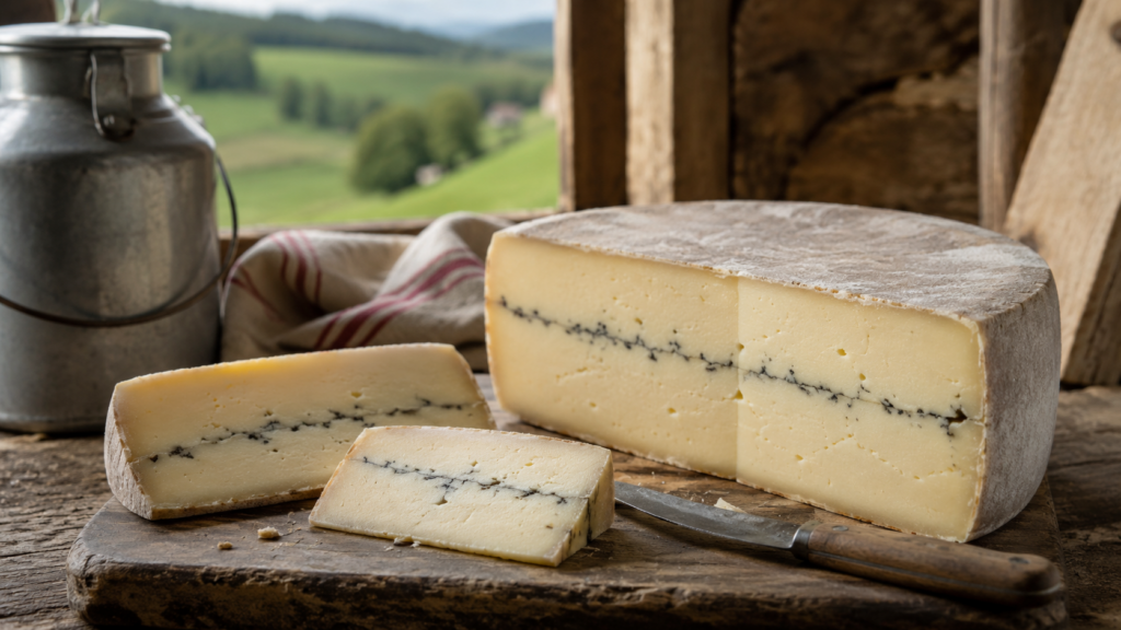 Morbier : fromage comtois Ă raie noire, patrimoine local et preuve quâune ligne peut sĂ©parer sans forcĂ©ment diviser.