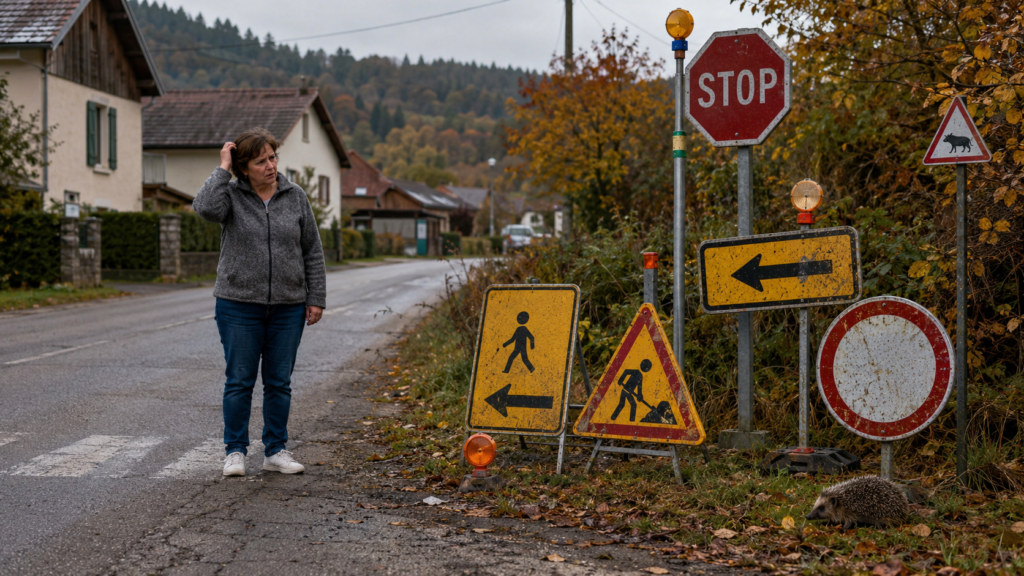 Illustration de l’article « 🚧 Panneau : dans le Haut-Doubs, une lectrice réclame enfin un mode d’emploi pour les panneaux » publiée sur L’Ouest Républicain.