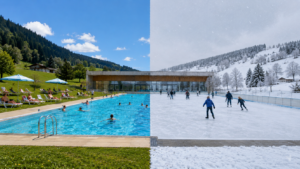Piscine-patinoire du futur : dans le Haut-Doubs, un inventeur imagine un bassin réversible pour nager l’été et patiner l’hiver.