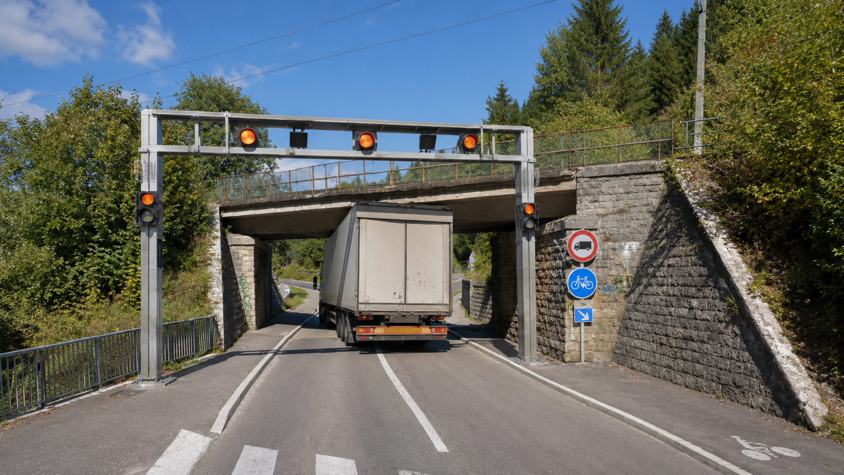 Portiques écotaxe sous le pont des Rosiers : le Haut-Doubs recycle un fiasco national pour stopper les poids lourds trop optimistes.