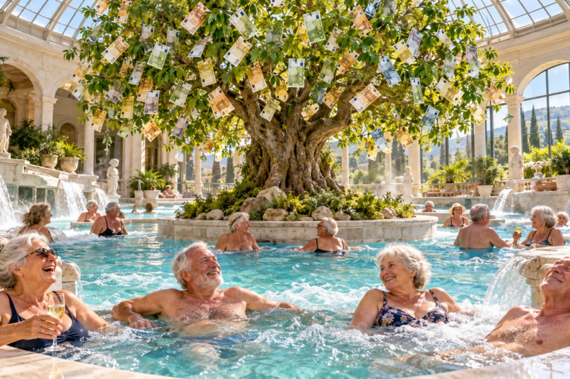 Budget 2027 : après les retraites, les cures thermales défendent leurs remboursements. À Balaruc, le pognonier prend les eaux, à 69 ans de moyenne.