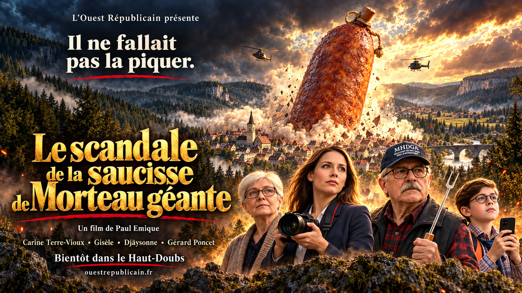 Une saucisse de Morteau gĂ©ante menace le Haut-Doubs. DĂ©couvrez lâaffiche, le synopsis et le casting du film imaginaire de LâOuest RĂ©publicain.