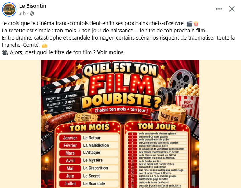 Une saucisse de Morteau gĂ©ante menace le Haut-Doubs. DĂ©couvrez lâaffiche, le synopsis et le casting du film imaginaire de LâOuest RĂ©publicain.