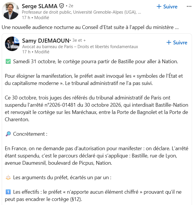Référé-liberté : à Paris, le TA suspend un arrêté, le Conseil d’État inverse la décision. Notre tuto de justice administrative, avec GPS et banderoles.