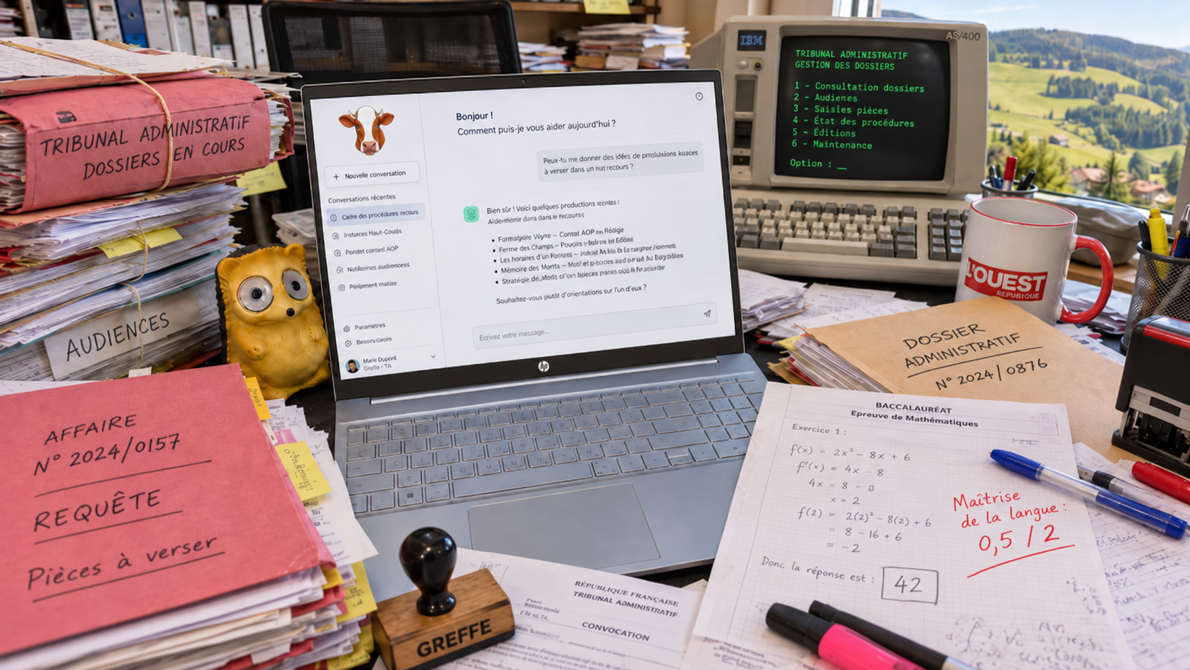 Au bac 2027, la langue comptera jusque dans les copies de maths. Pendant ce temps, MeuhGPT banalise les recours administratifs.