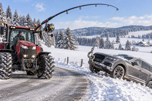 Les pneus 4 saisons séduisent les Français. Dans le Haut-Doubs, les touristes trop confiants pourraient découvrir la cinquième : le tracteur.